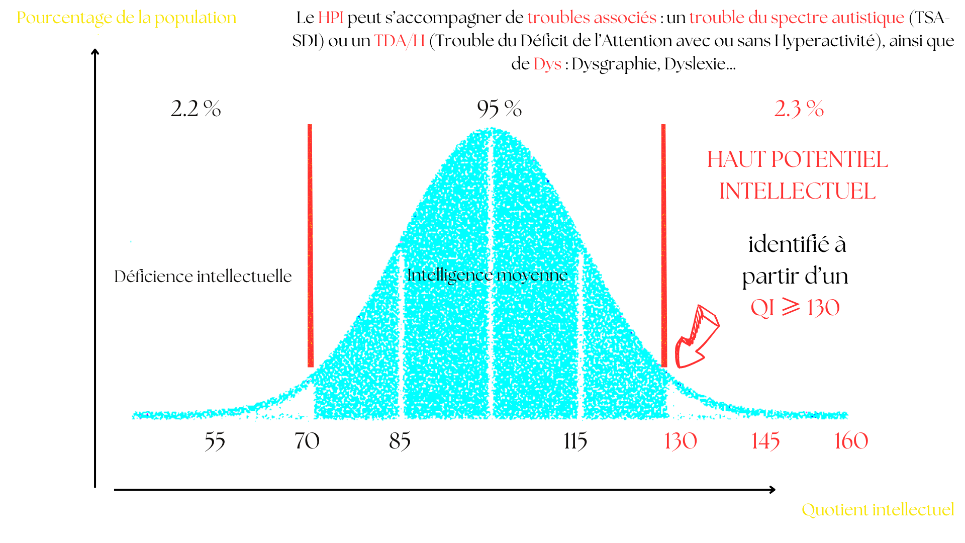 Courbe de gauss turquoise Haut Potentiel Intellectuel cabinet Potentialité