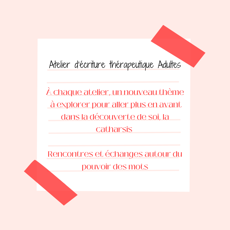 Description atelier d'écriture thérapeutique adulte avec cabinet Potentialité Haut Potentiel neuroatypies